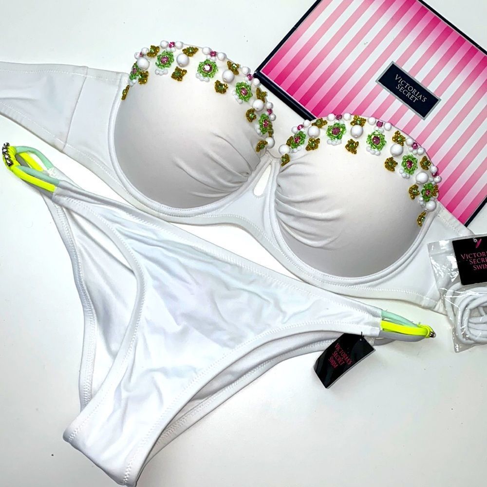 🔥VICTORIA SECRET SWIMSUIT 2 pc top 36C push-up bottom large  New #7